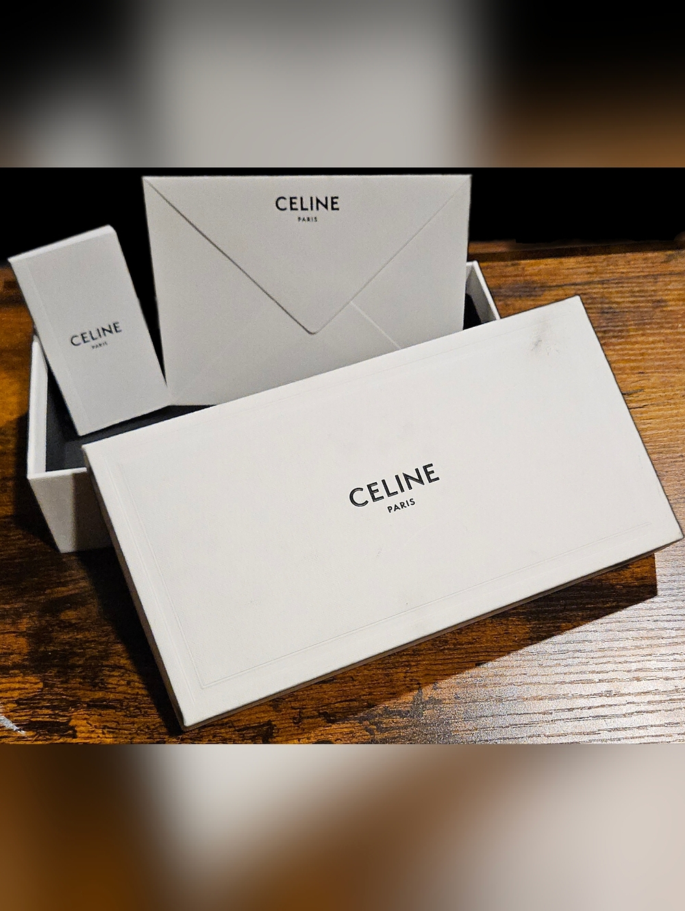 Celine Large White Gift Box Set Envelope Booklet Wallet Glasses Travel Storage